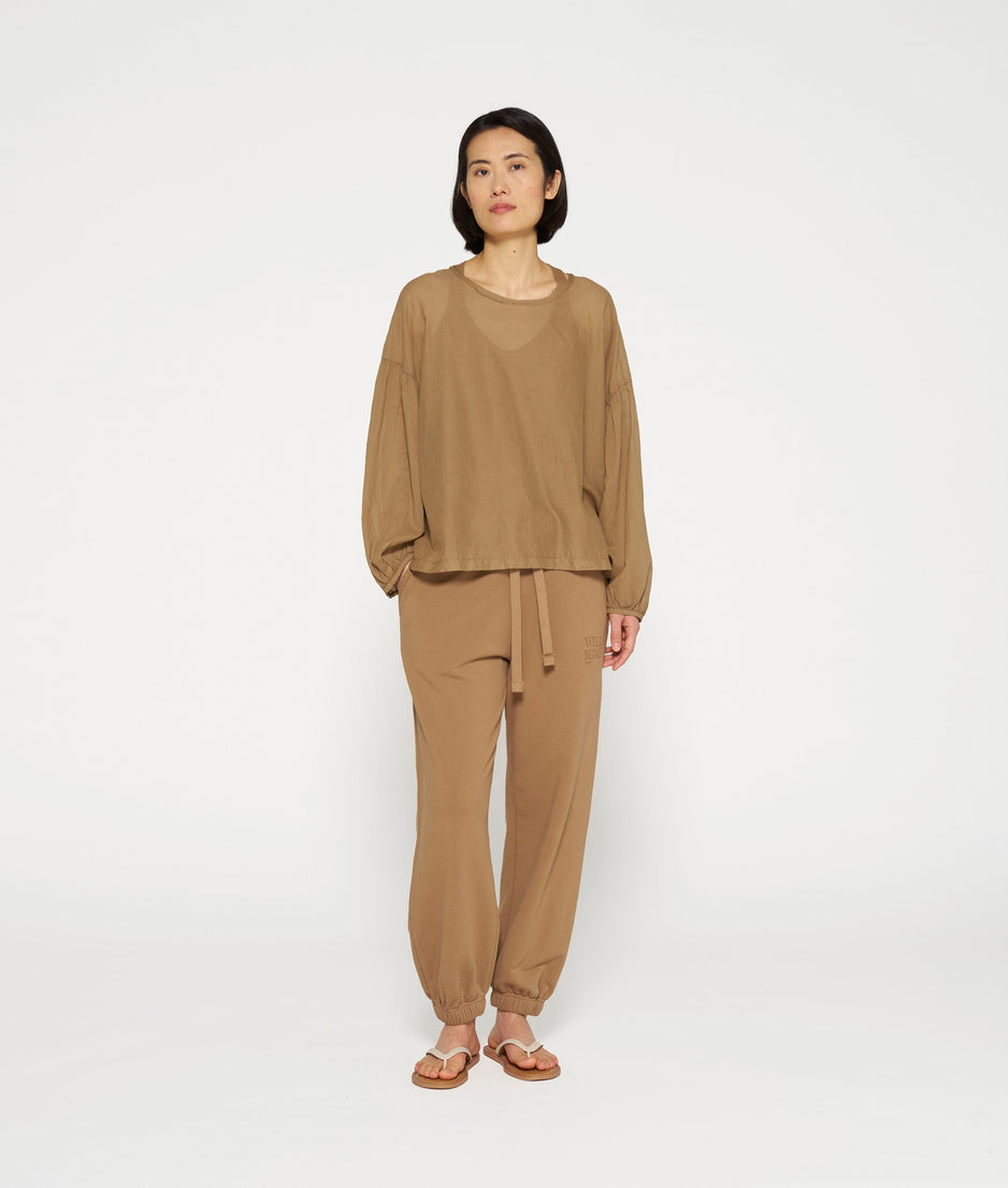 balloon sleeve blouse | cedar brown