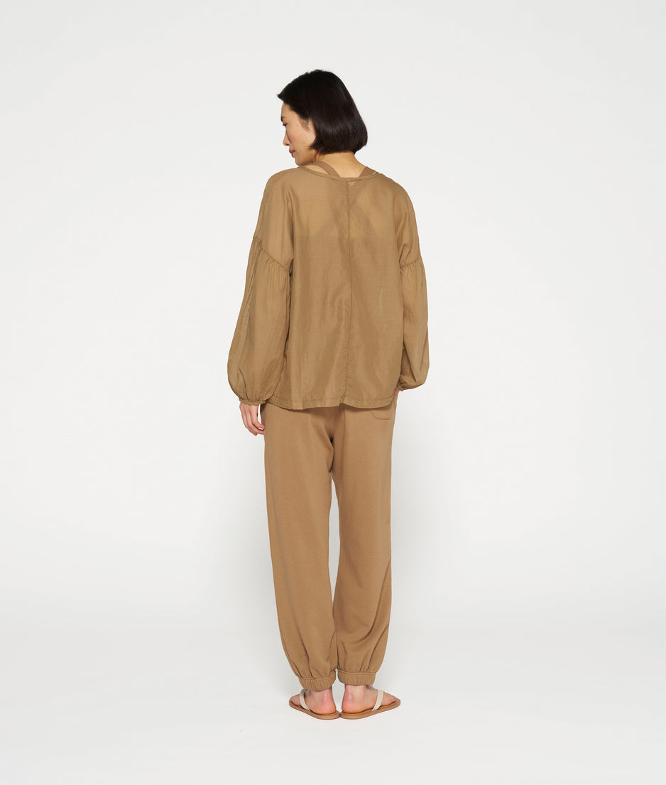 ballon sleeve blouse | cedar brown