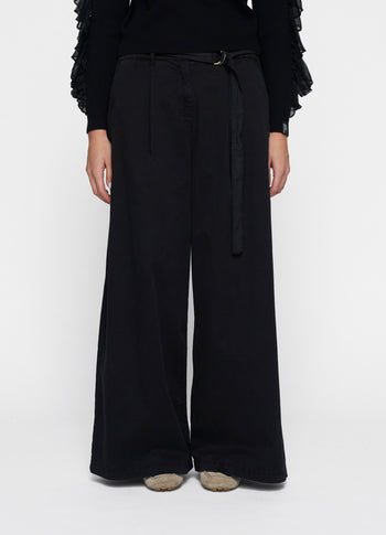 wide leg pants twill | black