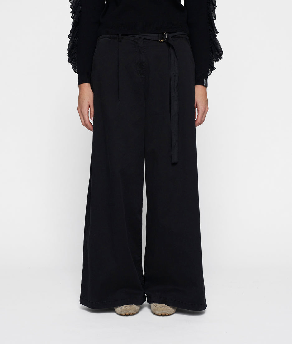 wide leg pants twill | black