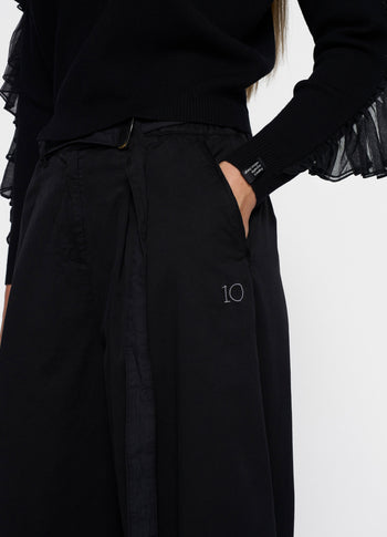 wide leg pants twill | black