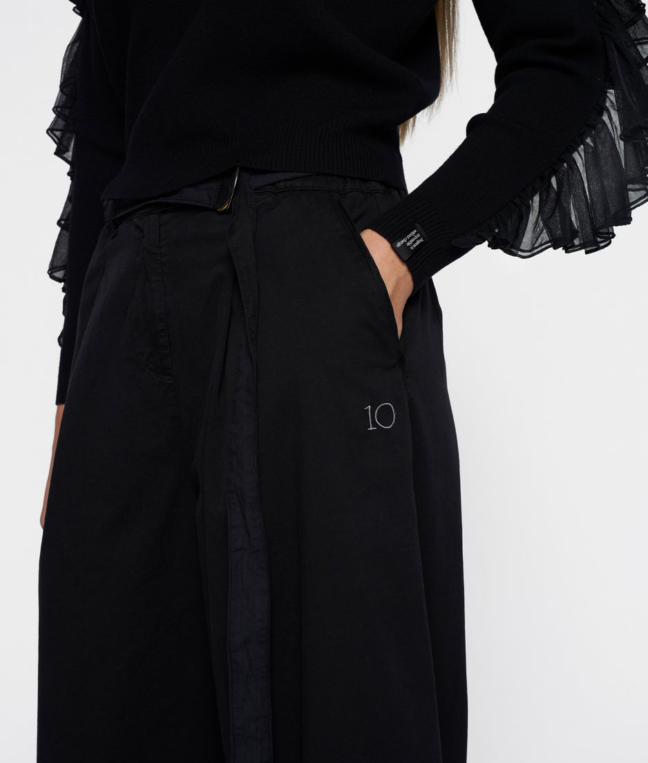 wide leg pants twill | black