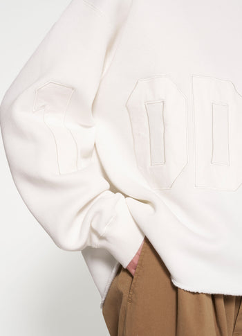 statement hoodie logo patch | ecru