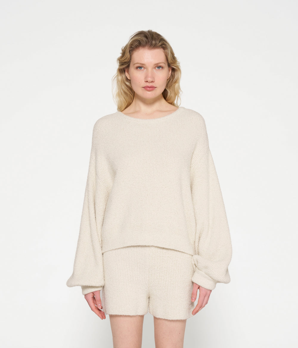 boucle knit sweater | light natural