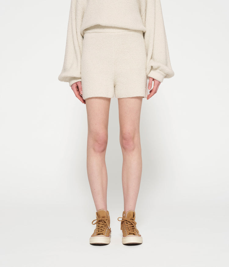 boucle knit shorts | light natural