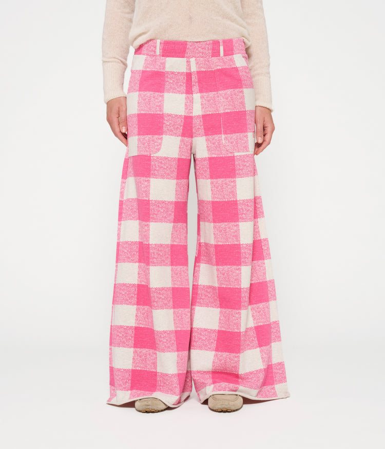 wide jogger check | bright pink