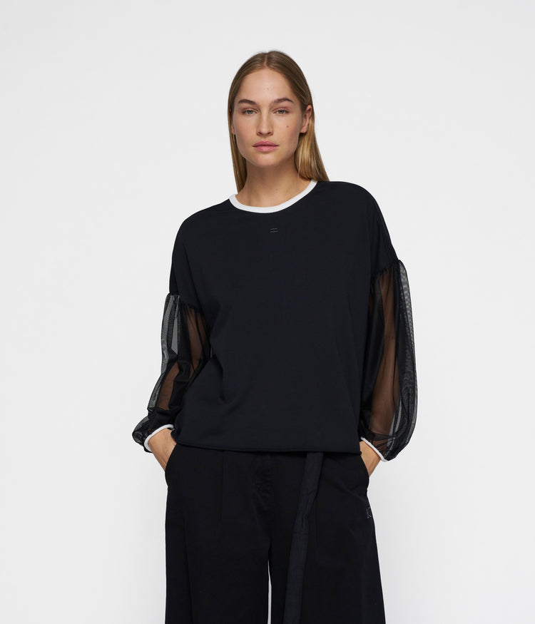 soft sweater tulle sleeves | black