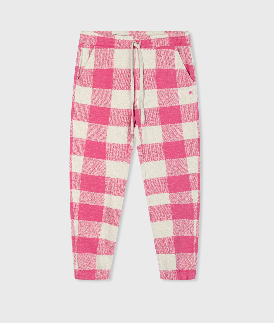 cropped jogger check | bright pink