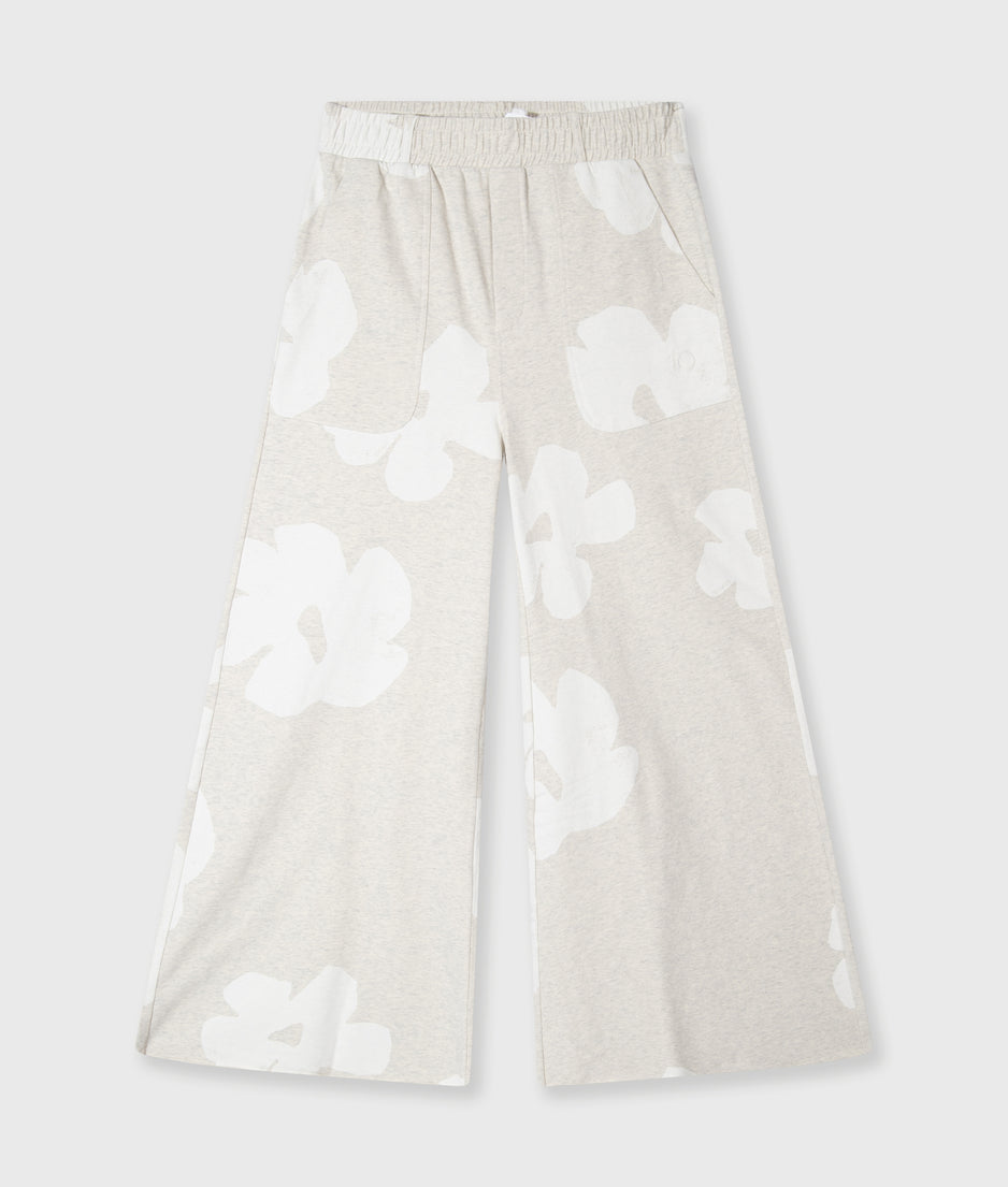 wide leg jogger flower | ecru