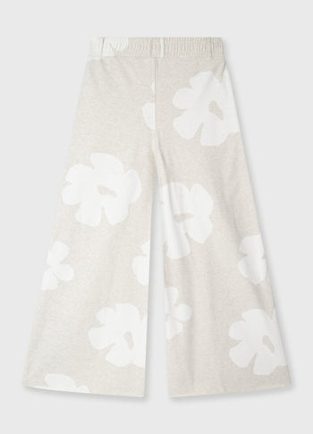 wide leg jogger flower | ecru