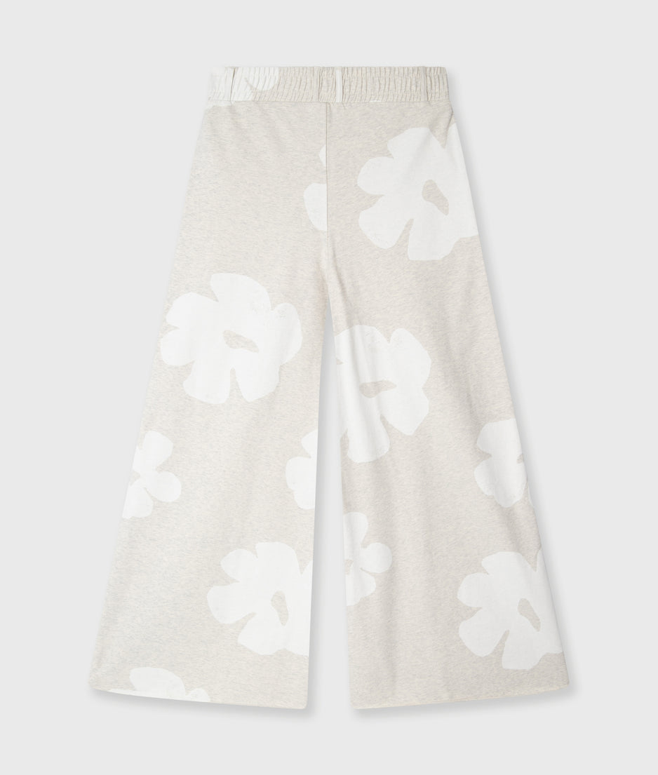 wide leg jogger flower | ecru