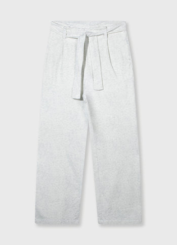 belted wide leg jogger | white melee