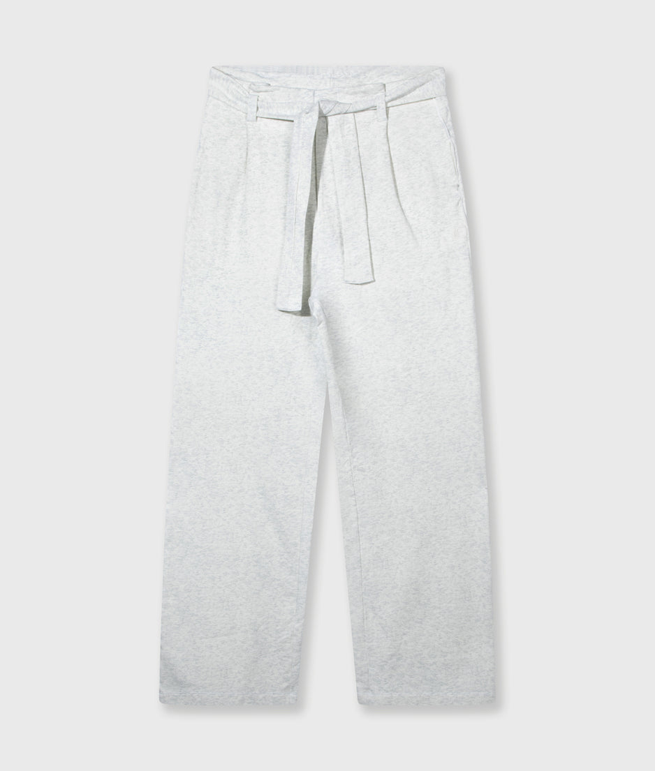 belted wide leg jogger | white melee