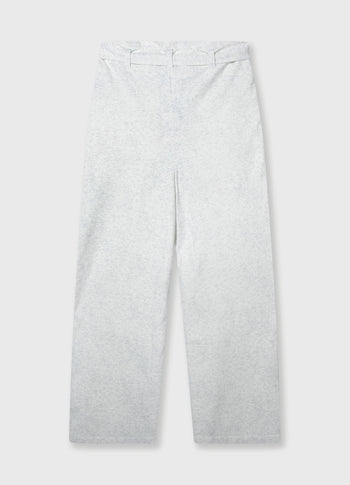 belted wide leg jogger | white melee