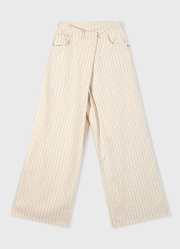 wide cross pants pinstripe | light natural