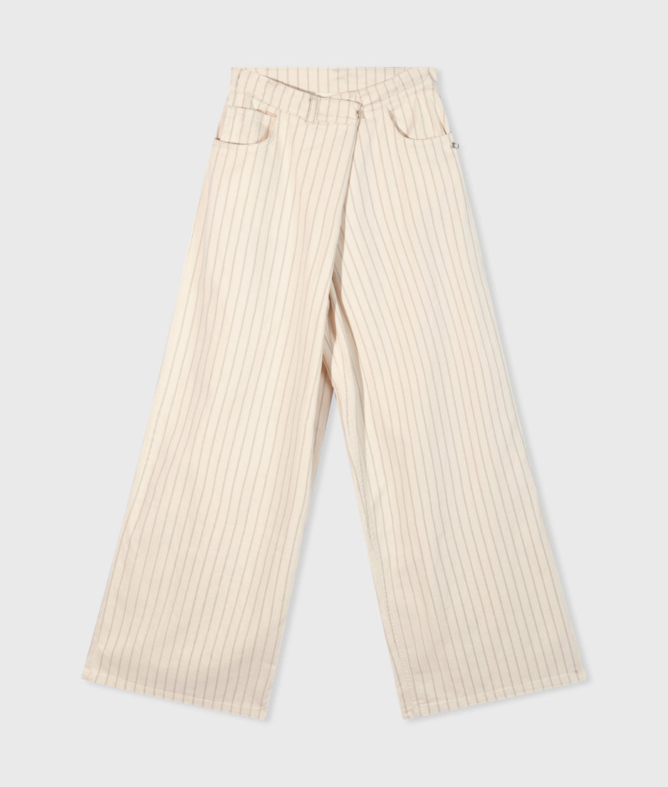 wide cross pants pinstripe | light natural