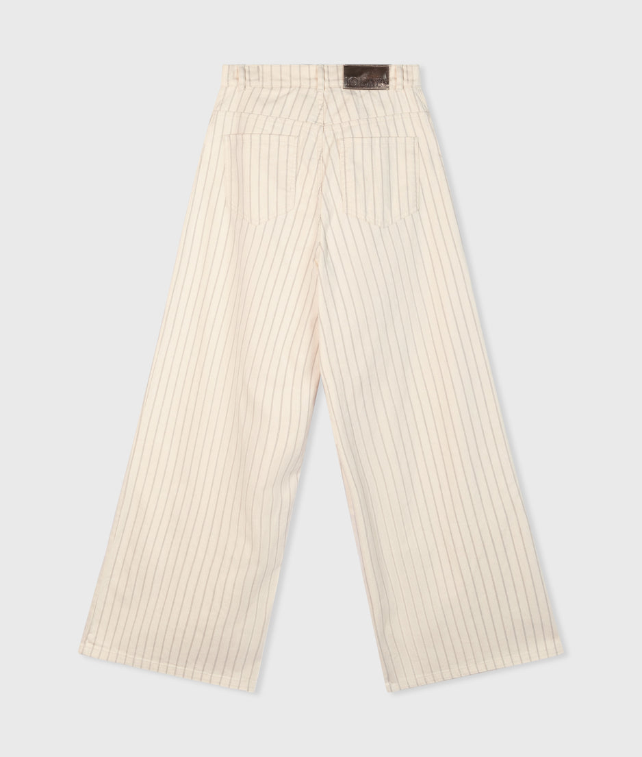 wide cross pants pinstripe | light natural