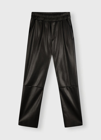 leather look flared jogger | black