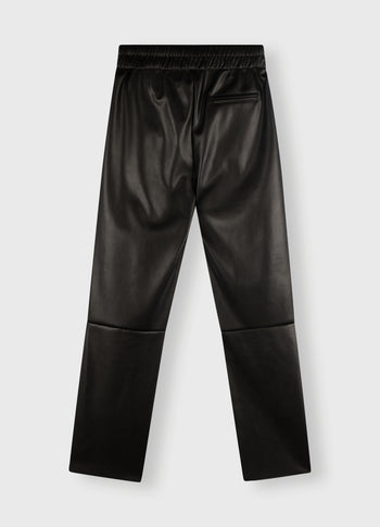 leather look flared jogger | black