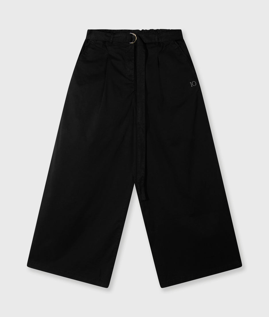 wide leg pants twill | black