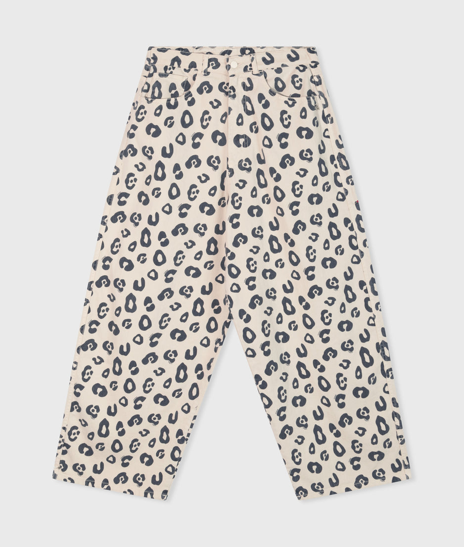 wide twill pants leopard | light natural