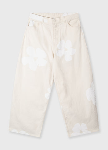 wide leg pants flower | ecru