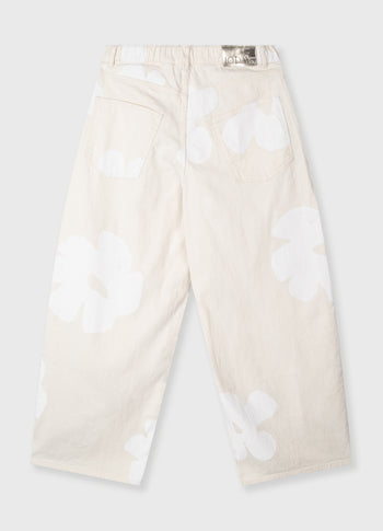 wide leg pants flower | ecru