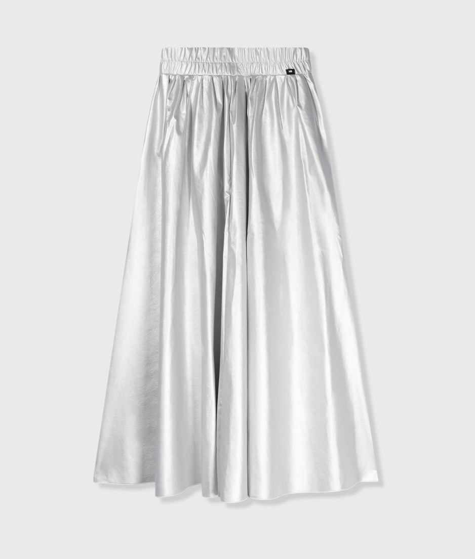 leather look pleated skirt | silver