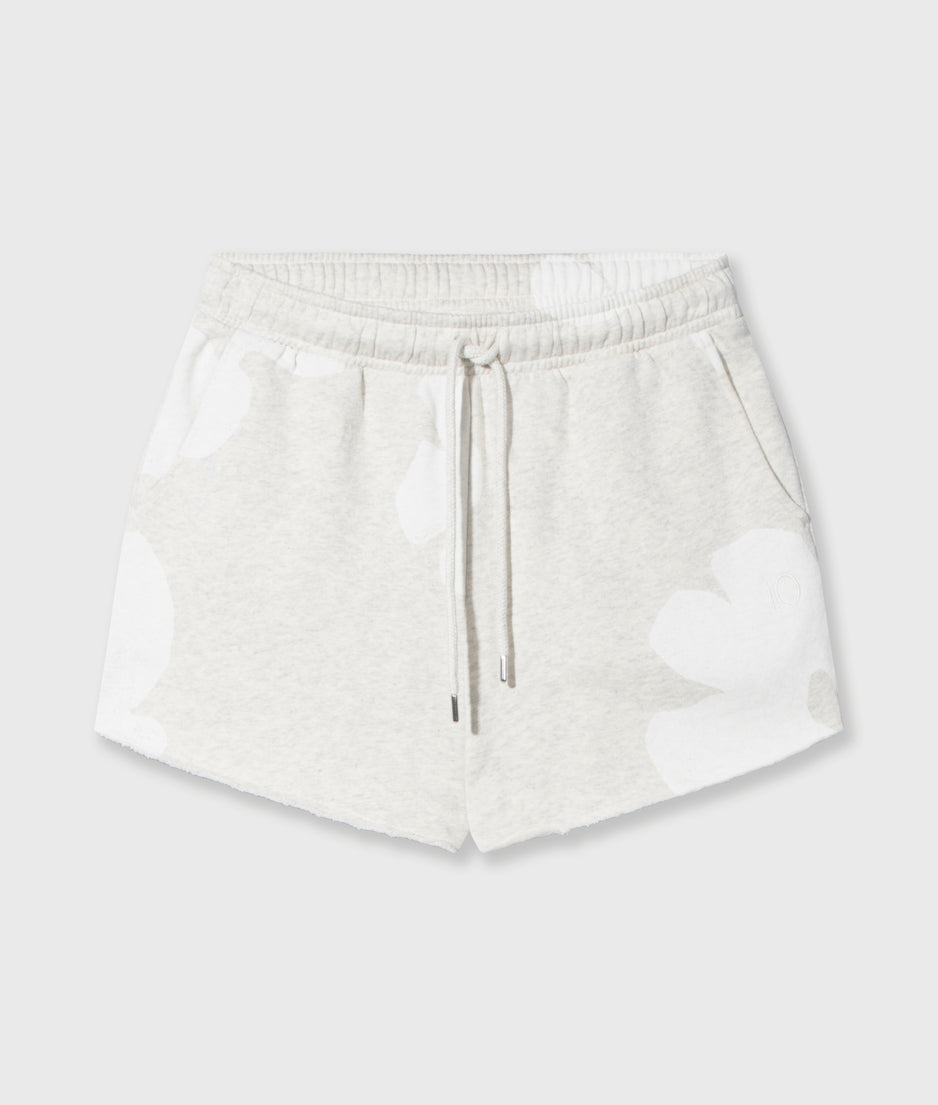 fleece shorts flower | soft white melee