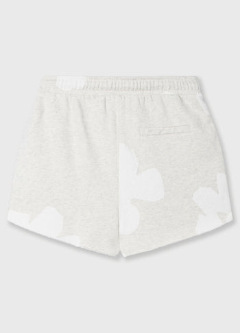 fleece shorts flower | soft white melee