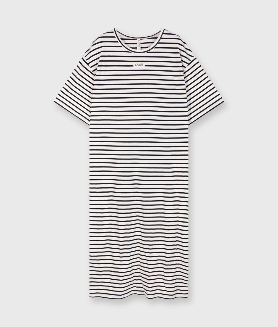 t-shirt dress stripes | ecru/black