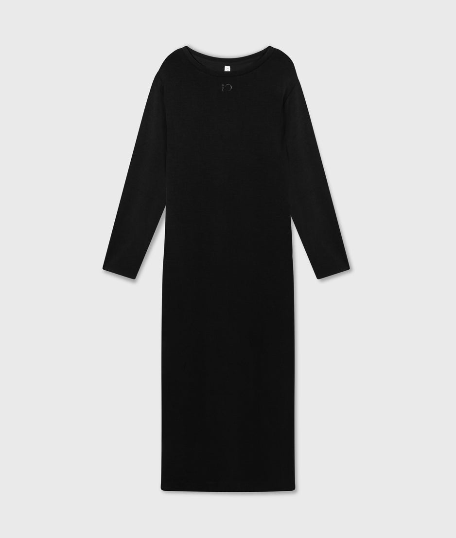 longsleeve maxi dress scuba | black