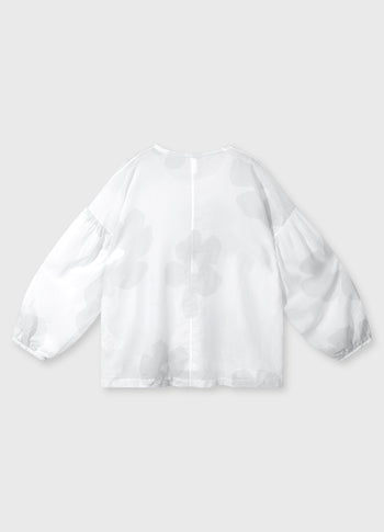 balloon sleeve blouse flower | white