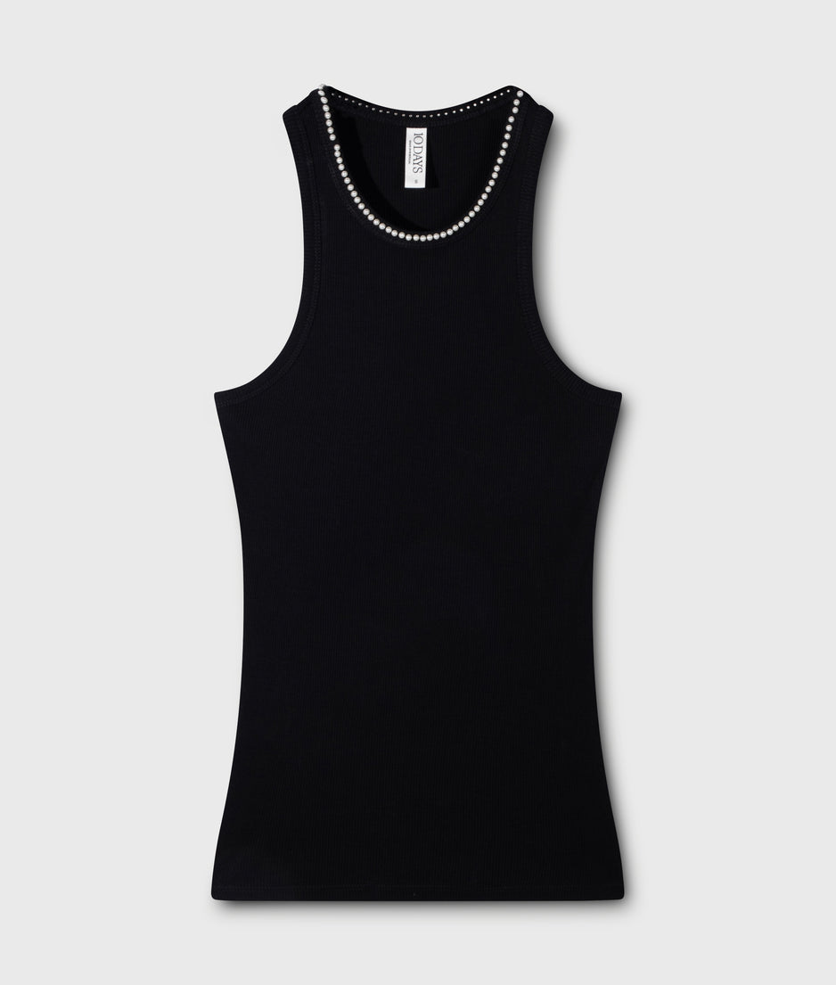 the tank top pearls | black