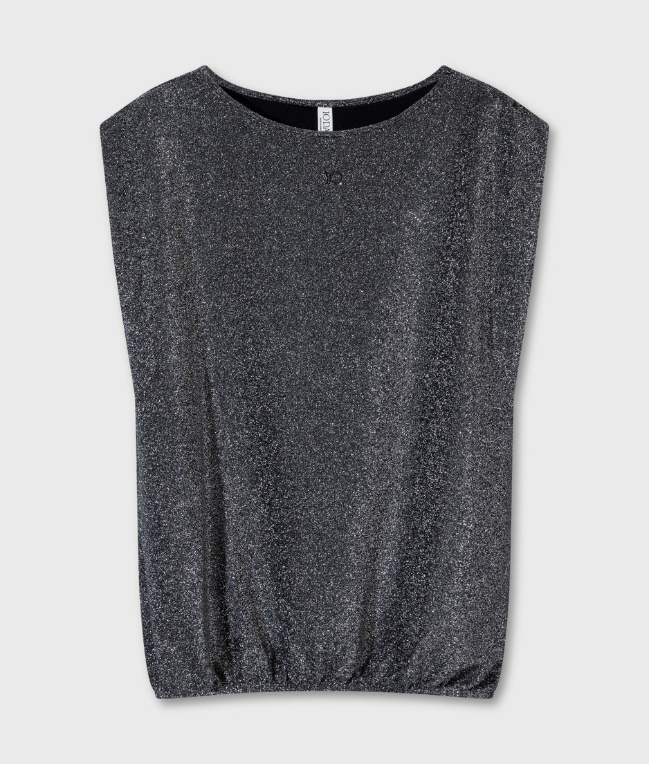 sleeveless top glitter | black