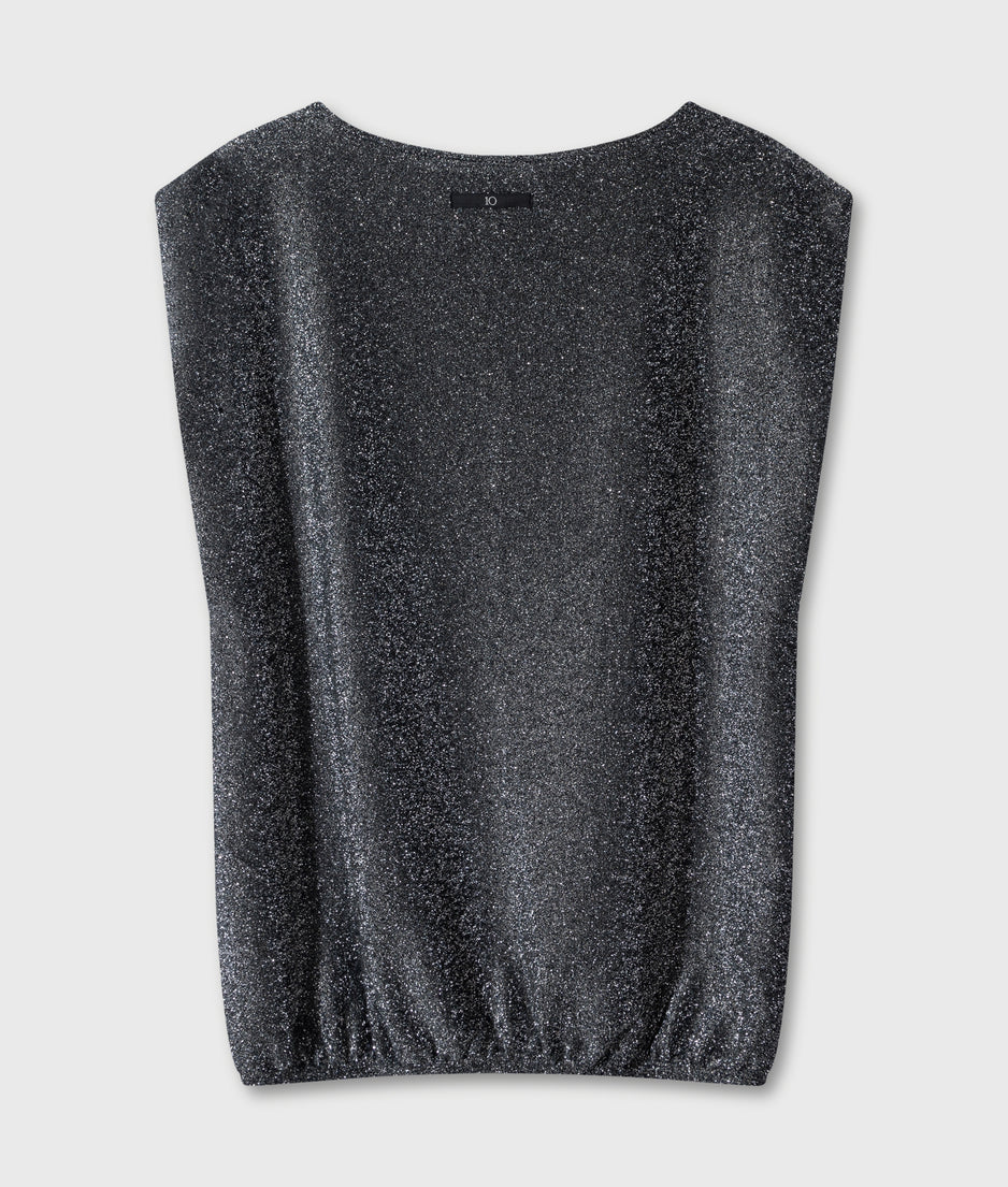 sleeveless top glitter | black