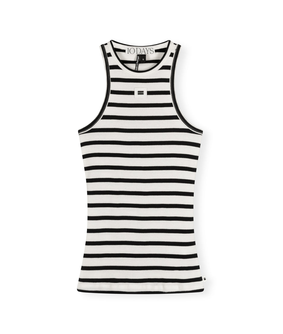 tank top rib stripe | ecru/black