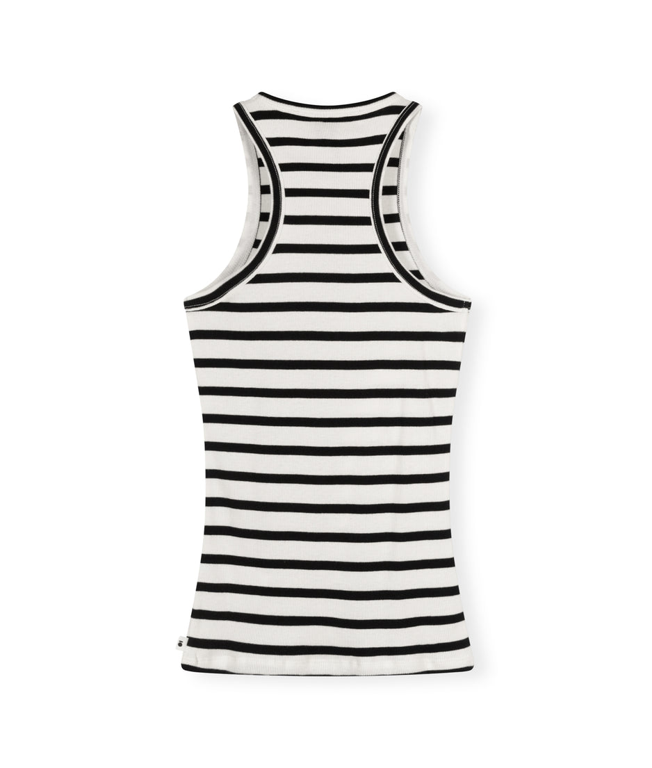 tank top rib stripe | ecru/black