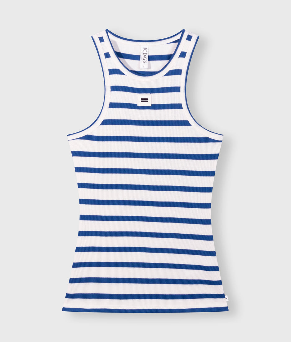 tank top rib stripes | ecru/true blue