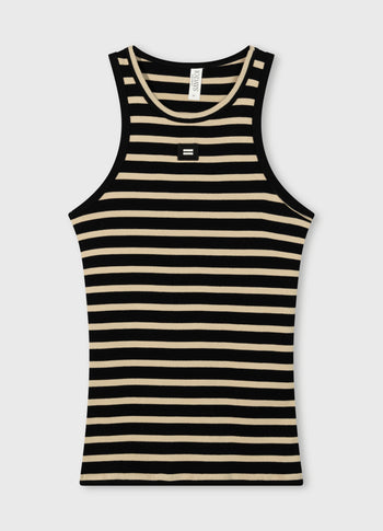 tank top rib stripes | black/light latte