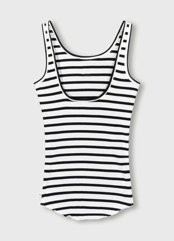 ballet top back scoop stripes | ecru/black