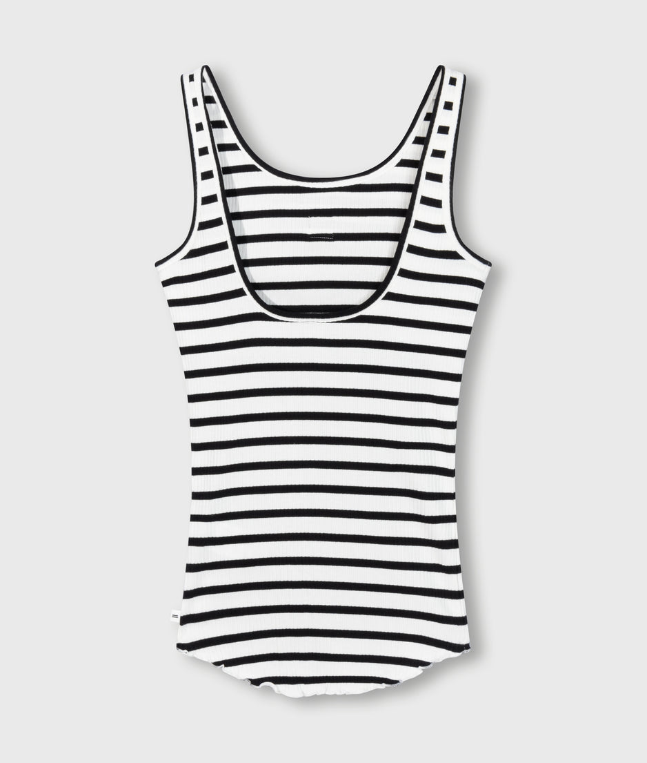 ballet top back scoop stripes | ecru/black