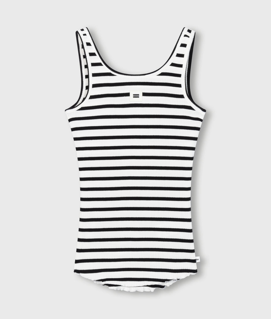 ballet top back scoop stripes | ecru/black