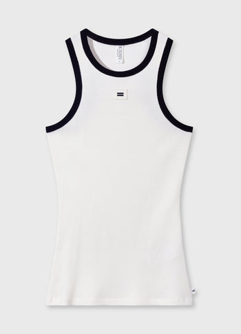 tank top rib contrast | ecru