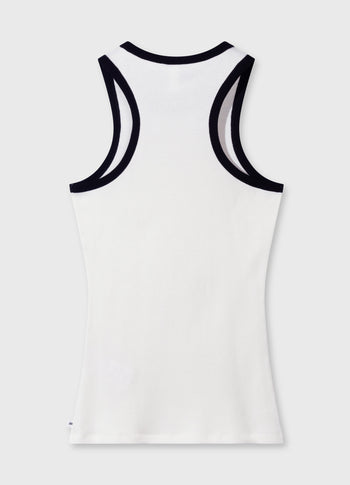 tank top rib contrast | ecru