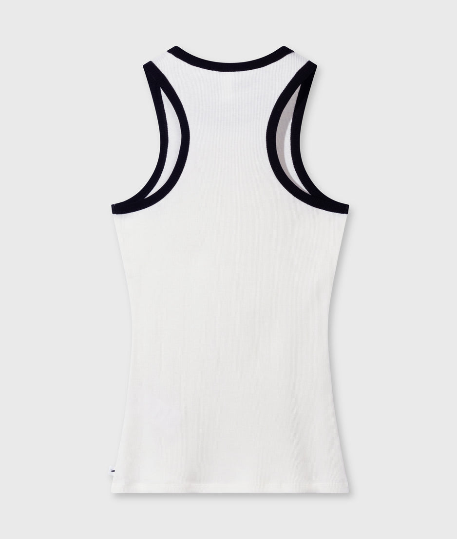 tank top rib contrast | ecru