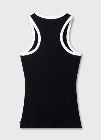 tank top rib contrast | black