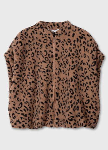 teddy gilet leopard | dark fudge