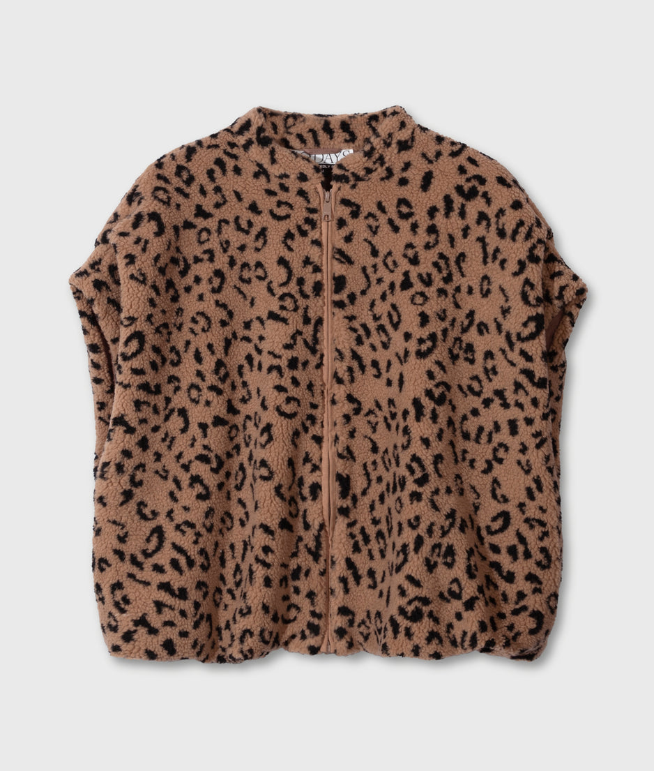 teddy gilet leopard | dark fudge