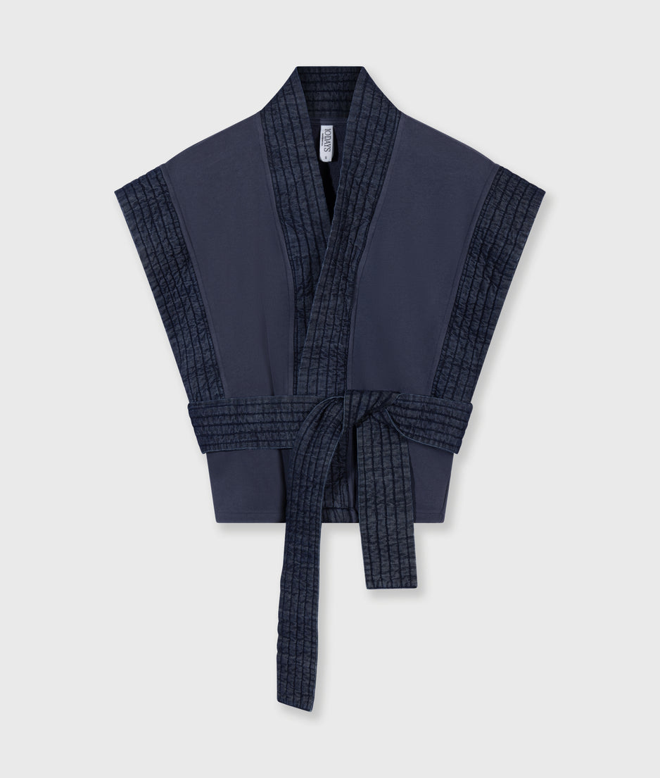 padded kimono gilet | yale blue